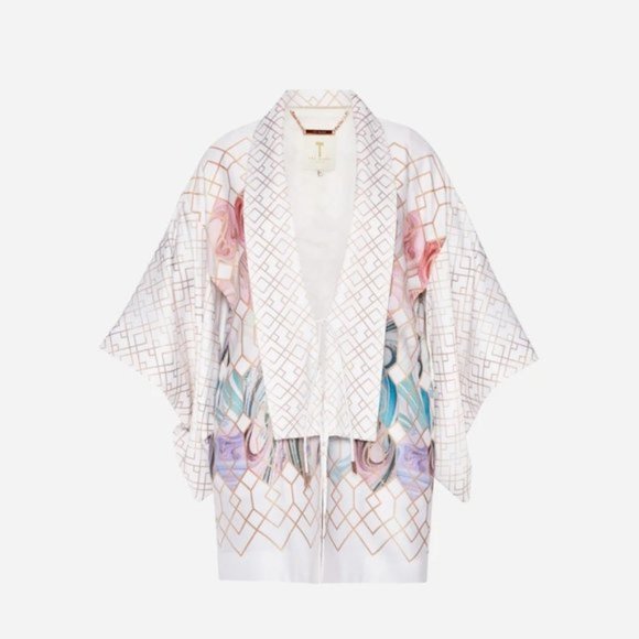 NWT Ted Baker London printed self-tie draped kimono jacket - Picture 4 of 16